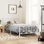 vidaXL Bedframe met hoofd- en voeteneinde metaal wit 100x190, 100 cm, Eenpersoons, Verzenden, Wit