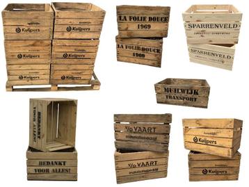 Houten kisten met eigen tekst  - logo - gepersonaliseerd. beschikbaar voor biedingen