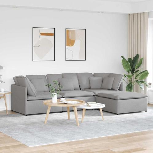 vidaXL Modulaire bank met voetenbank en kussens stof wolk, Huis en Inrichting, Banken | Bankstellen, Nieuw, Stof, Verzenden