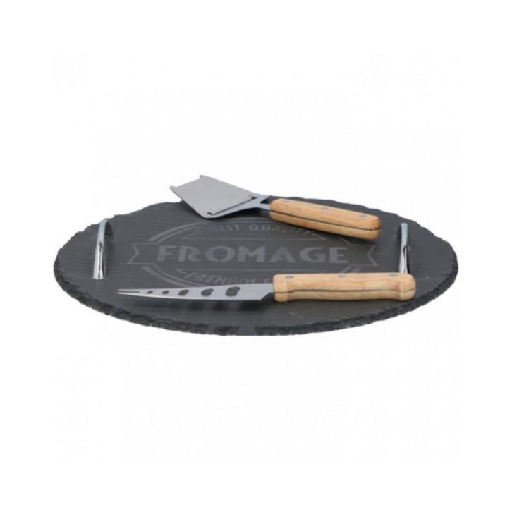 Alpina Ronde kaasplank set - leisteen - 30 cm - inclusief..., Huis en Inrichting, Keuken | Keukenbenodigdheden, Nieuw, Ophalen of Verzenden