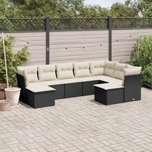 vidaXL 9-delige Loungeset met kussens poly rattan zwart, Tuin en Terras, Tuinsets en Loungesets, Loungeset, Nieuw, Rotan, Verzenden