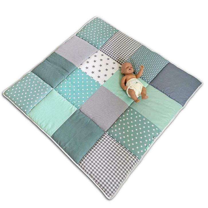 Lekker dik handgemaakt speelkleed Zeegroen - Poedergroen, Kinderen en Baby's, Kinderkamer | Inrichting en Decoratie, Kleed of Kussen