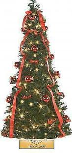 kerstboom Tree-in-a-box GROEN met DECO in ROOD 1,80 cm. hoog, Nieuw, Ophalen of Verzenden