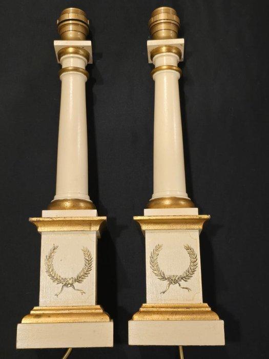 Bureaulamp (2) - Hout - Paar houten obelisken, Antiek en Kunst, Antiek | Overige Antiek