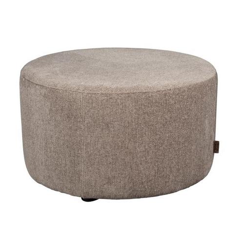 *WOONWINKEL* Dutchbone Rocca Cappuccino Ronde Hocker Cappucc, Huis en Inrichting, Banken | Voetenbanken en Poefen, Nieuw, Stof