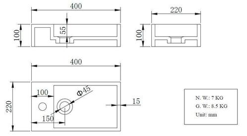 Solid Surface fontein links 400x220x100, Doe-het-zelf en Verbouw, Sanitair, Ophalen of Verzenden