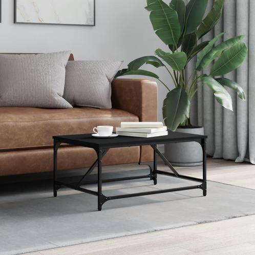 vidaXL Salontafel 75x50x35 cm bewerkt hout zwart, Huis en Inrichting, Tafels | Salontafels, 50 tot 100 cm, Nieuw, Overige houtsoorten