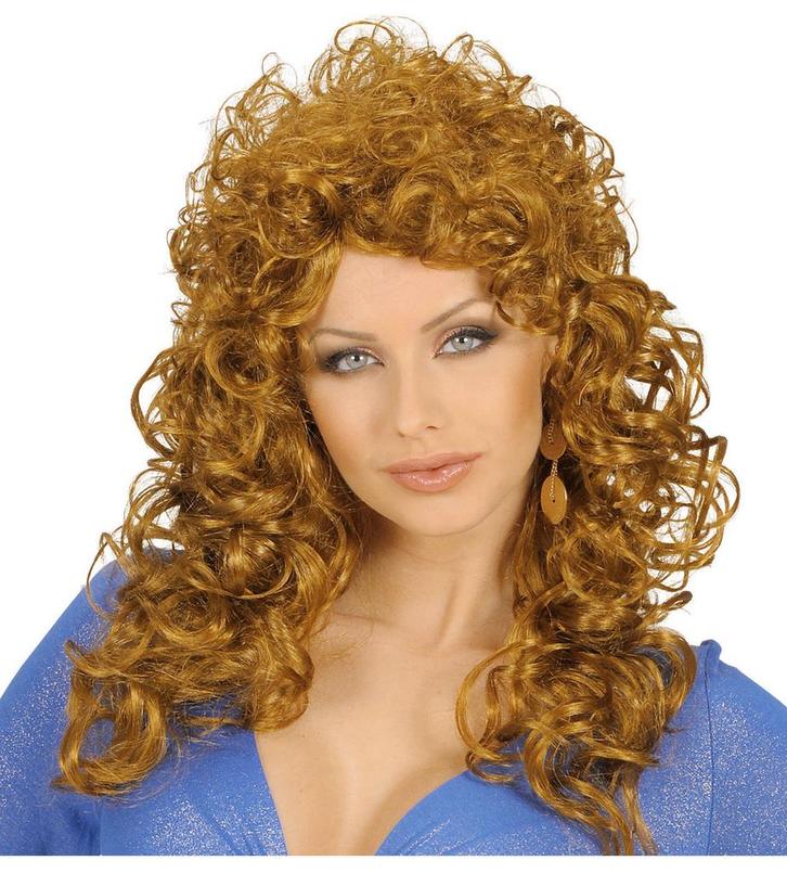 Lichtbruine Pruik Halflang Haar Krullen, Hobby en Vrije tijd, Feestartikelen, Nieuw, Verzenden