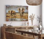 3D Schilderij Metaal – Elephant family – 120x80cm, Huis en Inrichting, Woonaccessoires | Schilderijen, Tekeningen en Foto's, Nieuw