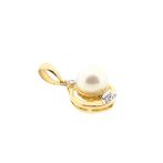 Gouden hanger met parel en diamant | 0,03 ct. (pearl), Ophalen of Verzenden, Gebruikt, Goud, Overige merken