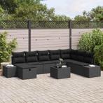 vidaXL Tuin Sofa Set met kussen 9 pcs Zwart Poly riet, Verzenden, Nieuw, Rotan