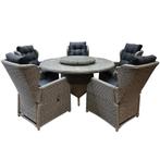 Ibiza Riccione dining tuinset 150 cm rond 7-delig grijs, Tuin en Terras, Tuinsets en Loungesets, Ophalen of Verzenden, Nieuw, Wicker