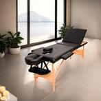 Massagetafel 3 zones met vulling en houten frame - zwart, Verzenden, Nieuw