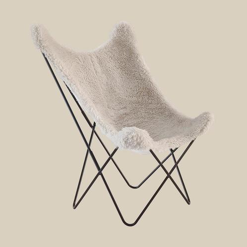 *WOONWINKEL* Vlinderstoel Creme Vacht, Huis en Inrichting, Fauteuils, Nieuw, Verzenden
