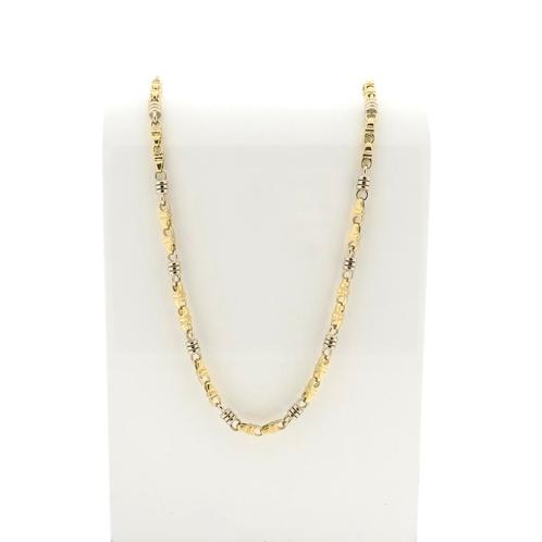 Bicolor gouden Monte Carlo schakel ketting; Heren | 59,5 cm, Sieraden, Tassen en Uiterlijk, Kettingen, Overige kleuren, Gebruikt