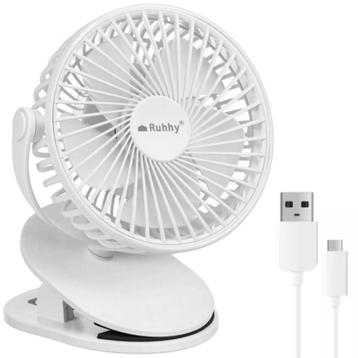 Ruhhy draadloze ventilator wit compact en stil met USB op... beschikbaar voor biedingen