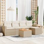 vidaXL 6-delige Loungeset met kussens poly rattan beige, Verzenden, Nieuw, Rotan, Loungeset