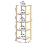 Bamboe staande opbergrek met 5 legplanken Wit 140x33x33cm, Huis en Inrichting, Verzenden, Nieuw