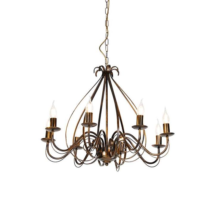 Klassieke kroonluchter antiek goud 8-lichts - Giuseppe, Huis en Inrichting, Lampen | Kroonluchters, Nieuw, Overige materialen