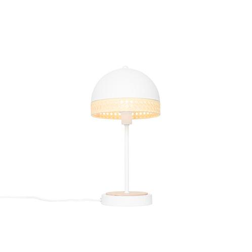 Oosterse tafellamp wit met rotan 20 cm - Magna Rotan, Huis en Inrichting, Lampen | Tafellampen, Nieuw, Overige materialen, Minder dan 50 cm