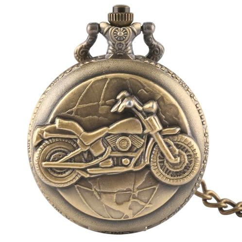 Fako® - Zakhorloge - XXL - Motor - Ø 47mm - Bronskleurig, Sieraden, Tassen en Uiterlijk, Horloges | Heren, Verzenden