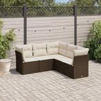 vidaXL 5-delige Loungeset met kussens poly rattan bruin, Tuin en Terras, Verzenden, Nieuw, Rotan, Loungeset