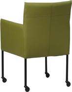 Groene leren moderne kuipstoel - poot rond zwart met wiel -, Huis en Inrichting, Stoelen, Nieuw, Leer, Ophalen of Verzenden, Eén