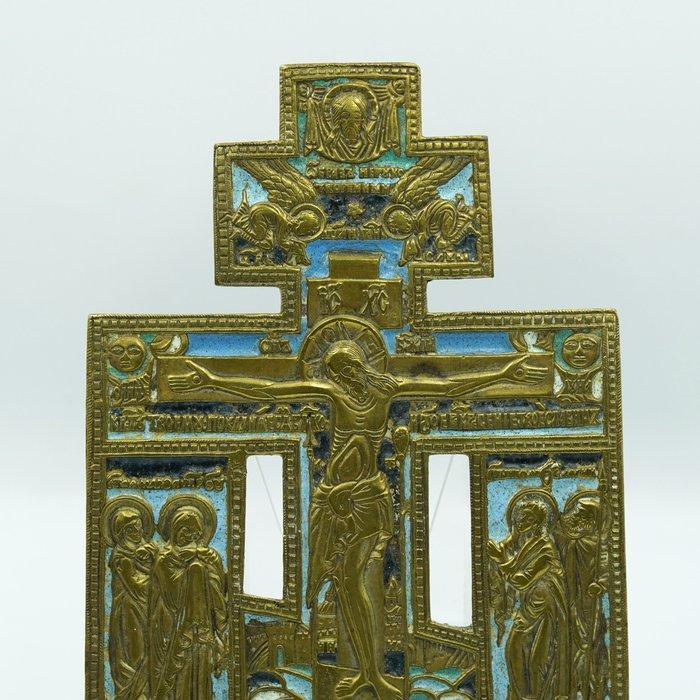 Icoon - Kruisiging van Christus - Brons, Emaille, Antiek en Kunst, Kunst | Niet-Westerse kunst