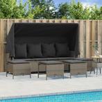 vidaXL 5-delige Loungeset met kussens poly rattan lichtgrijs, Tuin en Terras, Tuinsets en Loungesets, Verzenden, Nieuw, Rotan