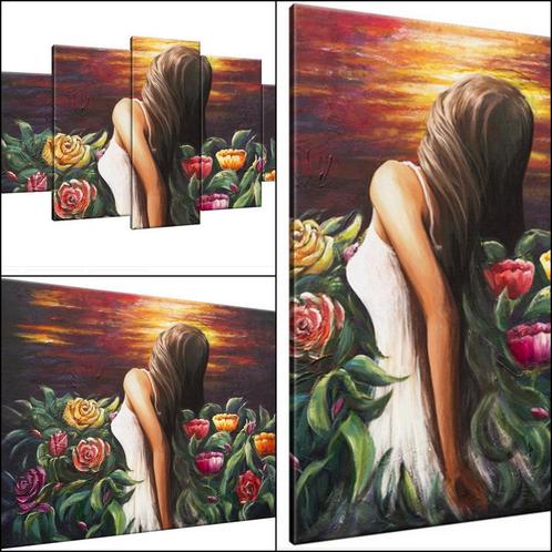 schilderij vrouw bloemen handgeschilderd kunst wanddecoratie, Antiek en Kunst, Kunst | Schilderijen | Modern, Verzenden