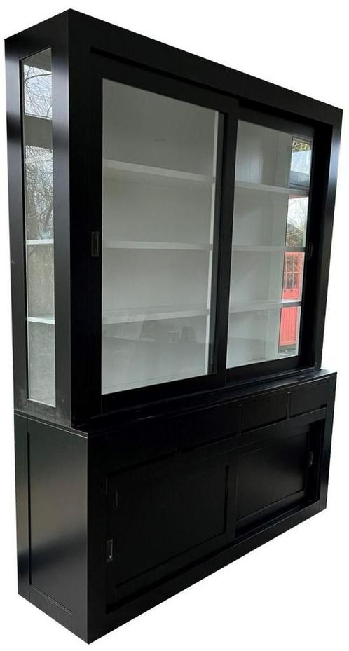 Zwarte strakke buffetkast Petten 200 x 240cm, Huis en Inrichting, Kasten | Buffetkasten, Ophalen of Verzenden