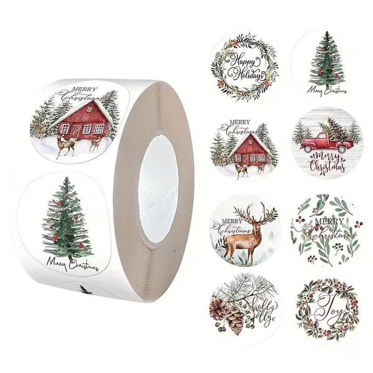 Sluitstickers kerstetiketten merry christmas rustieke kerst, Hobby en Vrije tijd, Knutselen, Nieuw, Ophalen of Verzenden