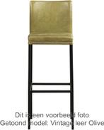 Set van 8 Gele leren moderne barkrukken - poot vierkant rvs, Nieuw, Leer, Ophalen of Verzenden, Modern