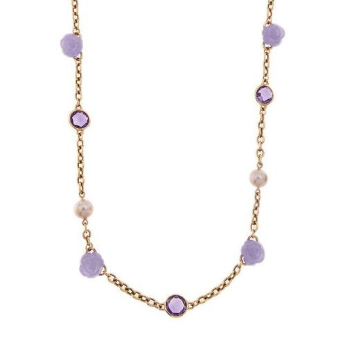 Mimi - Statement ketting - 18 karaat Roségoud Amethist -, Sieraden, Tassen en Uiterlijk, Antieke sieraden