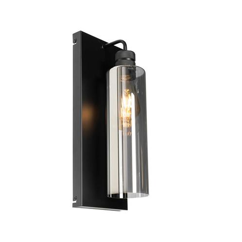 Moderne wandlamp zwart met smoke glas - Stavelot, Huis en Inrichting, Lampen | Wandlampen, Nieuw, Glas