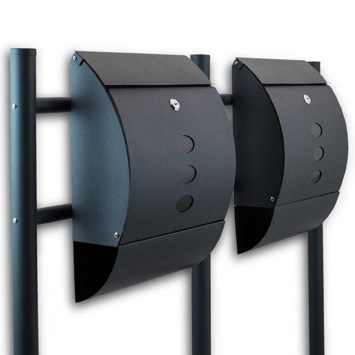 Vrijstaande Dubbele Brievenbus - Krantenvak - Donkergrijs, Tuin en Terras, Brievenbussen, Nieuw, Verzenden