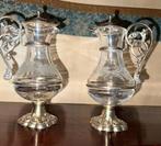 Set van liturgische jarritas in kristal en zilver van de 19e