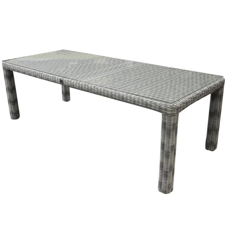 Bergamo dining tuintafel 240x100xH78 cm wit grijs, Tuin en Terras, Tuintafels, Nieuw, Wicker, Ophalen of Verzenden