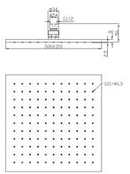 Wiesbaden luxe mess.hoofddouche vierkant 300mmx8mm mat-zwart, Nieuw, Ophalen of Verzenden