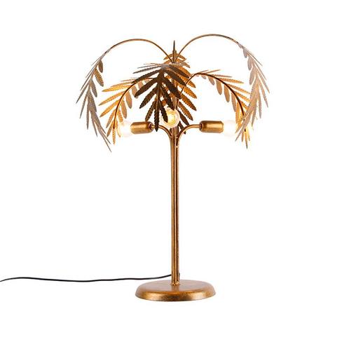 Art Deco tafellamp goud 3-lichts - Botanica, Huis en Inrichting, Lampen | Tafellampen, Nieuw, Overige materialen, 50 tot 75 cm
