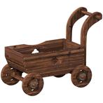 Hoogbed Hout, Plantenbed In Wagenvorm Kweekbed Met 4 Wielen, Verzenden, Nieuw