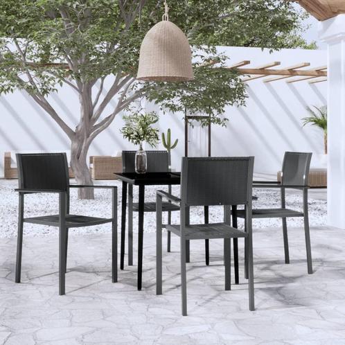 vidaXL 5-delige Tuinset zwart, Tuin en Terras, Tuinsets en Loungesets, Tuinset, Nieuw, 4 zitplaatsen, Textileen, Verzenden