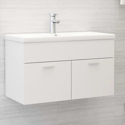 vidaXL Wastafelkast 80x38,5x46 cm bewerkt hout wit, Huis en Inrichting, Badkamer | Badkamermeubels, Nieuw, Minder dan 100 cm, Verzenden