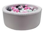 Ballenbak met 200 ballen - roze, wit, grijs & zwart - 90..., Nieuw, Ophalen of Verzenden