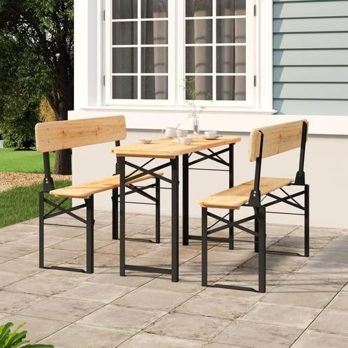 vidaXL 3-delige Biertafelset inklapbaar massief vurenhout, Tuin en Terras, Tuinsets en Loungesets, Nieuw, Hout, Verzenden
