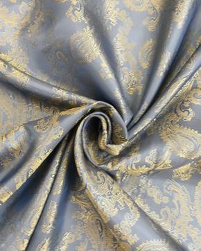 Luxe Jacquard Voering Staalblauw/Goud, Hobby en Vrije tijd, Stoffen en Lappen, Nieuw