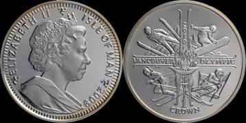 Isle of Man 1 crown 2009 Olympic games in Vancouver 2010... beschikbaar voor biedingen