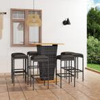 vidaXL 9-delige Tuinbarset met kussens poly rattan grijs, Verzenden, Nieuw, Rotan, 8 zitplaatsen