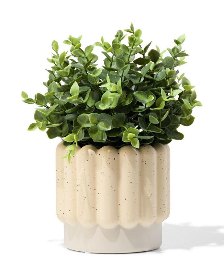 HEMA Bloempot 13x12.5cm keramiek ribbels grijs, Huis en Inrichting, Kamerplanten, Verzenden