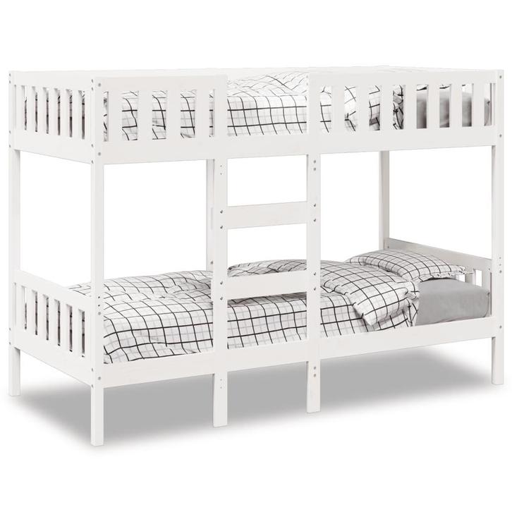 vidaXL Stapelbed 90x190 cm massief grenenhout wit, Huis en Inrichting, Slaapkamer | Bedden, 90 cm, 190 cm of minder, Wit, Eenpersoons